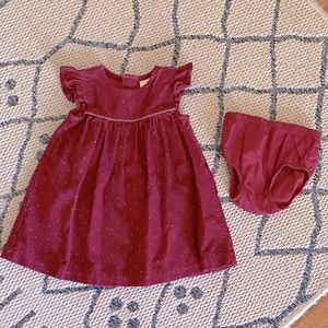 Carter’s Burgundy Corduroy w/ Gold Dots Baby Dress